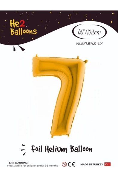 Pazariz Fırsat Ayı Balon 7 Rakam Altın Folyo Balon 40 Inç
