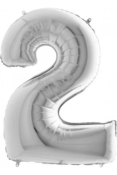 Pazariz Fırsat Ayı Balon 2 Rakam Gümüş Folyo Balon 40 Inç - Resim 2