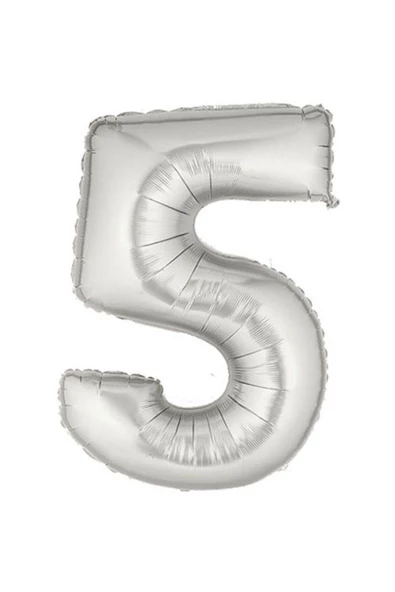 Pazariz Şekilli Supershape Silver Rakam Folyo Balon 5 Numara