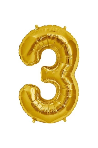 Pazariz Şekilli Supershape Gold Rakam Folyo Balon 3 Numara ürün görseli
