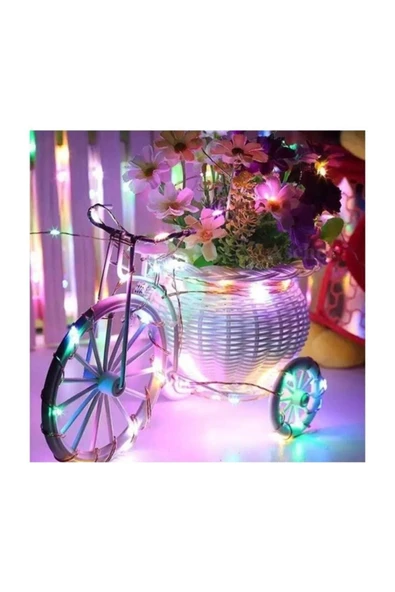 Pazariz 5 mt Peri Rgb 50 Led Pilli Noel Parti Yılbaşı Ağaç Dekoratif Aydınlatma Lambası Animasyonlu Süsleme - Resim 2