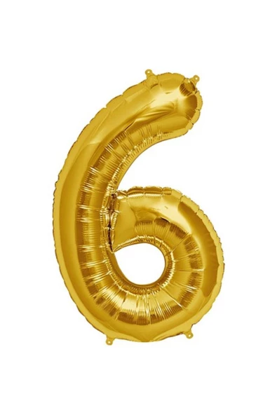 Pazariz Şekilli Supershape Gold Rakam Folyo Balon 6 Numara ürün görseli