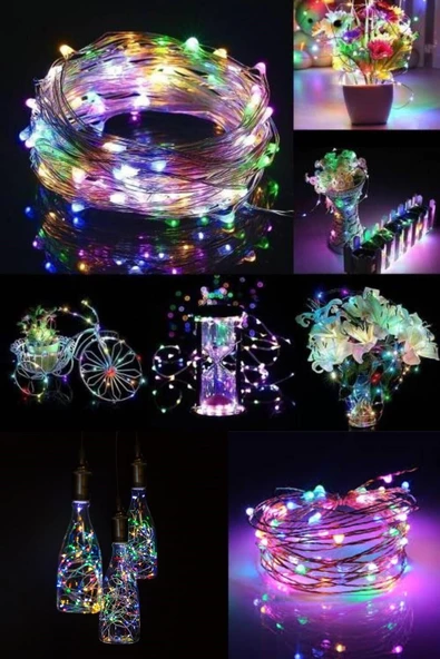 Pazariz 5mt Peri Rgb 50 Led Pilli Noel Parti Yılbaşı Ağaç Dekoratif Aydınlatma Lambası Animasyonlu Süsleme