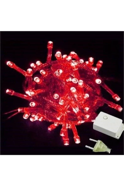 Pazariz 10mt Kırmızı 100 Led Fişli Noel Parti Yılbaşı Ağaç Dekoratif Aydınlatma Lambası Animasyonlu Süsleme ürün görseli 1