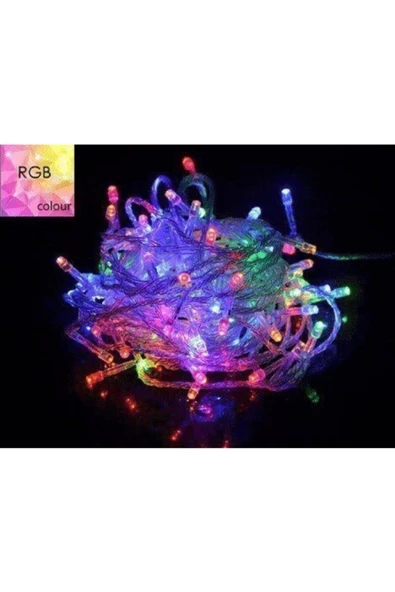 Pazariz 10mt Rgb 100 Led Fişli Noel Parti Yılbaşı Ağaç Dekoratif Aydınlatma Lambası Animasyonlu Süsleme ürün görseli 1