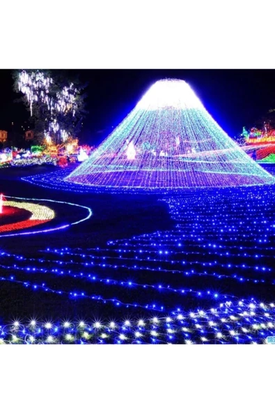 Pazariz 10mt Mavi 100 Led Fişli Noel Parti Yılbaşı Ağaç Dekoratif Aydınlatma Lambası Animasyonlu Süsleme - Resim 3