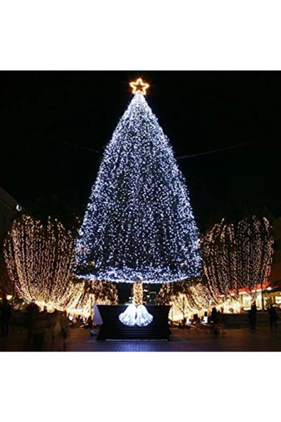 Pazariz 10mt Beyaz 100 Led Fişli Noel Parti Yılbaşı Ağaç Dekoratif Aydınlatma Lambası Animasyonlu Süsleme ürün görseli 1