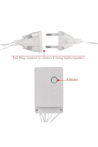 Pazariz 10mt Mavi 100 Led Fişli Noel Parti Yılbaşı Ağaç Dekoratif Aydınlatma Lambası Animasyonlu Süsleme - Resim 2