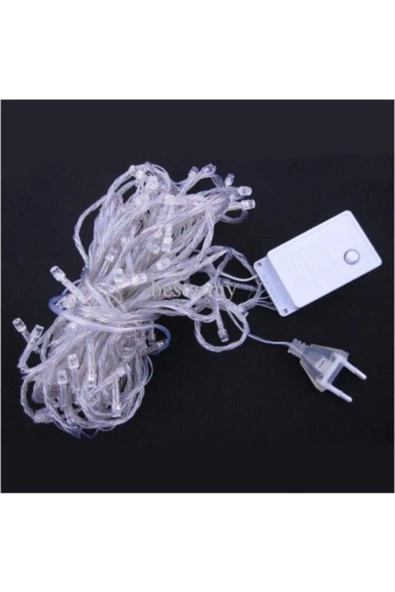 Pazariz 10mt Beyaz 100 Led Fişli Noel Parti Yılbaşı Ağaç Dekoratif Aydınlatma Lambası Animasyonlu Süsleme - Resim 2