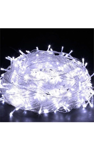Pazariz 10mt Beyaz 100 Led Fişli Noel Parti Yılbaşı Ağaç Dekoratif Aydınlatma Lambası Animasyonlu Süsleme ürün görseli 1