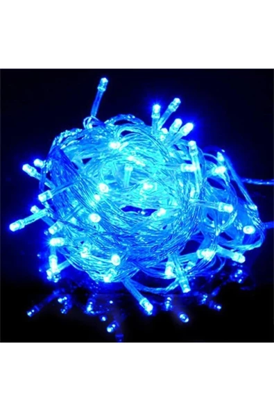 Pazariz 10mt Mavi 100 Led Fişli Noel Parti Yılbaşı Ağaç Dekoratif Aydınlatma Lambası Animasyonlu Süsleme ürün görseli 1