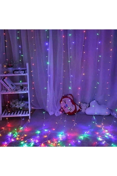 Pazariz 8 Fonksiyonlu 2 Metre 200 Led 10 Saçak Rgb Led Perde Aydınlatma - 2