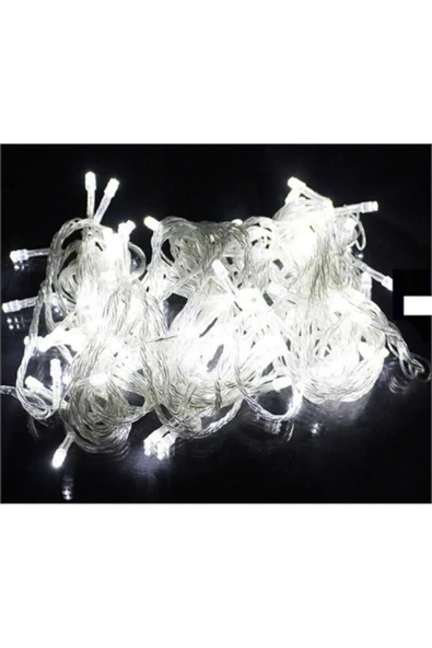 Pazariz 10mt Beyaz 100 Led Fişli Noel Parti Yılbaşı Ağaç Dekoratif Aydınlatma Lambası Animasyonlu Süsleme ürün görseli 1