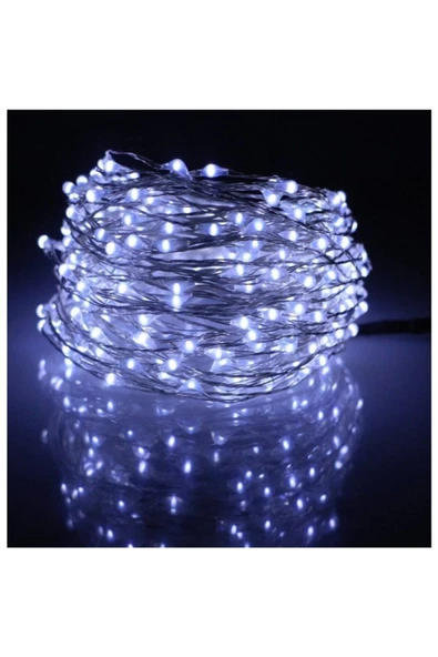 Pazariz 10mt Peri Beyaz 100 Led Pilli Noel Parti Yılbaşı Ağaç Dekor Aydınlatma Lamba Animasyonlu Süsleme - Resim 3