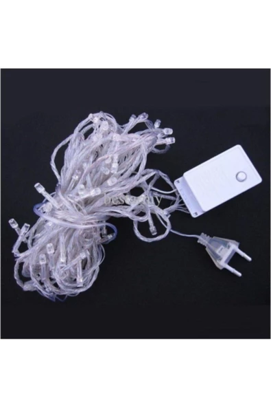 Pazariz 10mt Beyaz 100 Led Fişli Noel Parti Yılbaşı Ağaç Dekoratif Aydınlatma Lambası Animasyonlu Süsleme - Resim 2