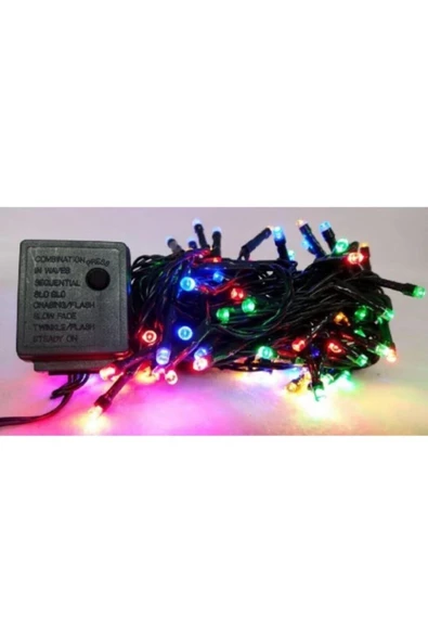 Pazariz 10mt Rgb 100 Led Fişli Noel Parti Yılbaşı Ağaç Dekoratif Aydınlatma Lambası Animasyonlu Süsleme - Resim 2