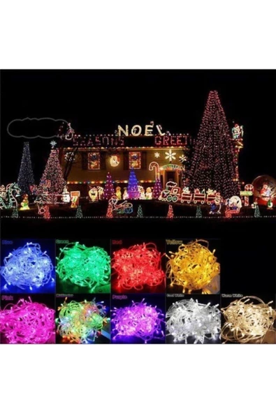 Pazariz 10mt Rgb 100 Led Fişli Noel Parti Yılbaşı Ağaç Dekoratif Aydınlatma Lambası Animasyonlu Süsleme - Resim 3