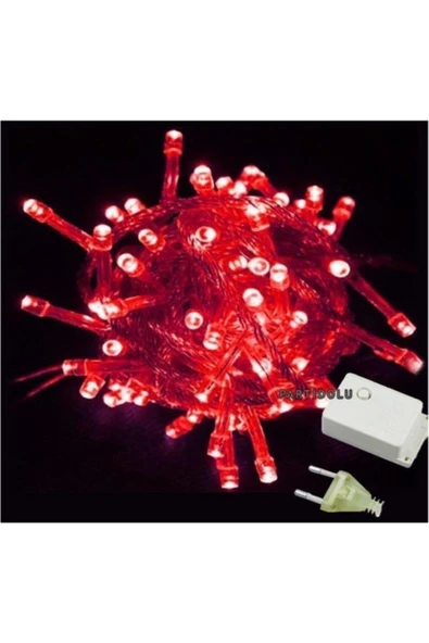 Pazariz 10mt Kırmızı 100 Led Fişli Noel Parti Yılbaşı Ağaç Dekoratif Aydınlatma Lambası Animasyonlu Süsleme ürün görseli 1