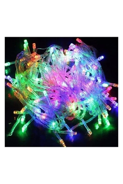 Pazariz 10mt Rgb 100 Led Fişli Noel Parti Yılbaşı Ağaç Dekoratif Aydınlatma Lambası Animasyonlu Süsleme