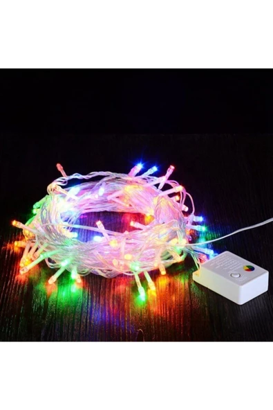 Pazariz 10 mt Rgb 100 Led Fişli Noel Parti Yılbaşı Ağaç Dekoratif Aydınlatma Lambası Animasyonlu Süsleme - Resim 3