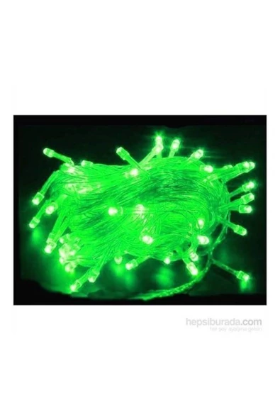 Pazariz 10mt Yeşil 100 Led Fişli Noel Parti Yılbaşı Ağaç Dekoratif Aydınlatma Lambası Animasyonlu Süsleme ürün görseli 1