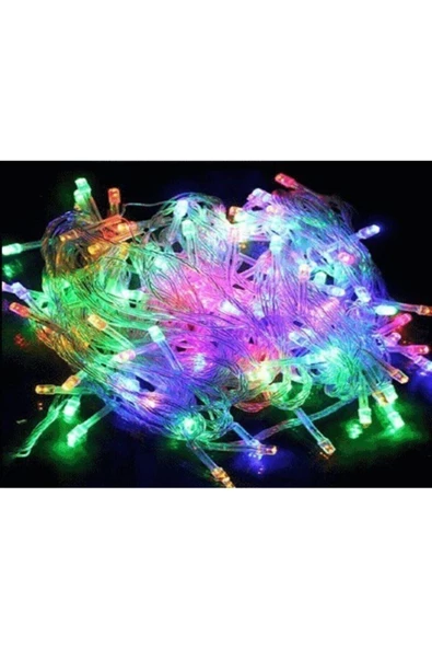 Pazariz 10mt Rgb 100 Led Fişli Noel Parti Yılbaşı Ağaç Dekoratif Aydınlatma Lambası Animasyonlu Süsleme