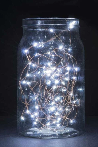 Pazariz 10mt Peri Beyaz 100 Led Pilli Noel Parti Yılbaşı Ağaç Dekor Aydınlatma Lamba Animasyonlu Süsleme - Resim 3