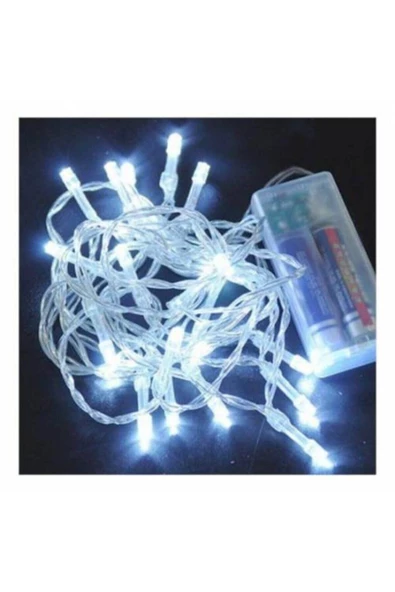 Pazariz 5mt Peri Beyaz 50 Led Pilli Noel Parti Yılbaşı Ağaç Dekoratif Aydınlatma Lambası Animasyonlu Süsleme