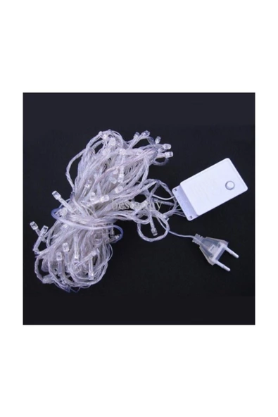 Pazariz 10mt Beyaz 100 Led Fişli Noel Parti Yılbaşı Ağaç Dekoratif Aydınlatma Lambası Animasyonlu Süsleme - Resim 2