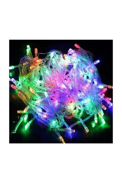 Pazariz 10mt Rgb 100 Led Fişli Noel Parti Yılbaşı Ağaç Dekoratif Aydınlatma Lambası Animasyonlu Süsleme