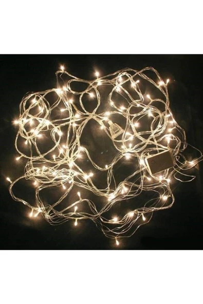 Pazariz 10mt Beyaz 100 Led Fişli Noel Parti Yılbaşı Ağaç Dekoratif Aydınlatma Lambası Animasyonlu Süsleme ürün görseli 1