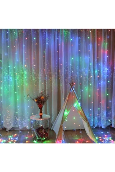 Pazariz 8 Fonksiyonlu 2 Metre 200 Led 10 Saçak Rgb Led Perde Aydınlatma - 3