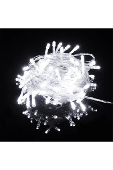Pazariz 10mt Beyaz 100 Led Fişli Noel Parti Yılbaşı Ağaç Dekoratif Aydınlatma Lambası Animasyonlu Süsleme ürün görseli 1