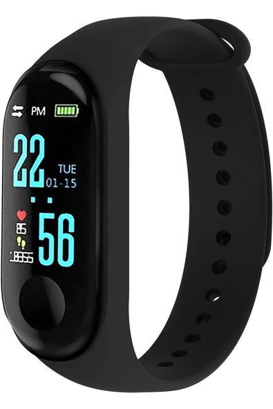 Pazariz M3 Akıllı Saat Bileklik Nabız Tansiyon Ölçer Adım Sayar