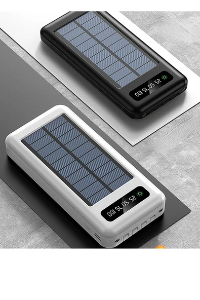 Pazariz 10000 Mah Powerbank Göstergeli Powerbank Solar Powerbank Güneş Enerjili Fenerli 4 Çıkışlı - 3