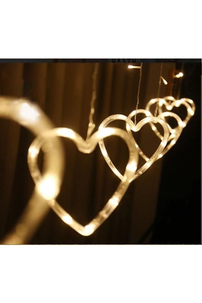 Pazariz Kalp Dekorlu Animasyonlu Perde Led Işik 3 Metre Eklemeli ürün görseli 1