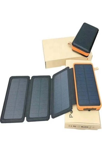 Pazariz Powerbank Güneş Enerjili 20000 Mah 6 Led Işık Powerbank