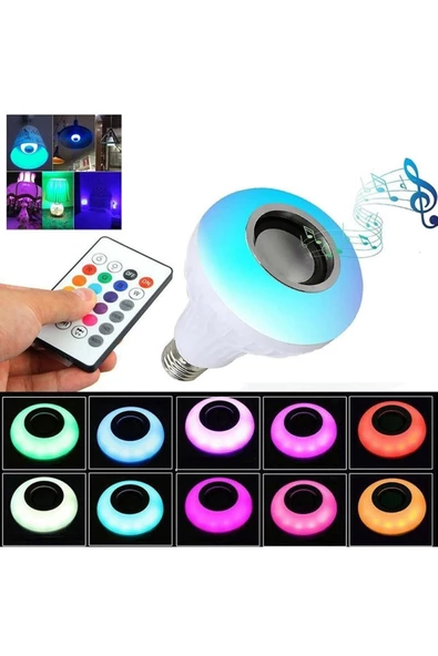 Pazariz Bluetooth Hoparlör Rgb Ledli Lamba Kumandalı Mp3 Çalar Ampul Renkli Ampul Rgb