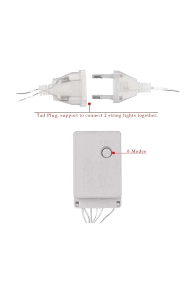 Pazariz Dekoratif 100 Led Animasyonlu Süs Işık Prizli Karışık Renk 10 Mt. - Resim 3