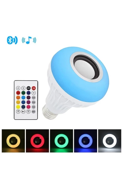 Pazariz Bluetooth Hoparlör Rgb Ledli Lamba Kumandalı Mp3 Çalar Ampul Renkli Ampul Rgb - 3