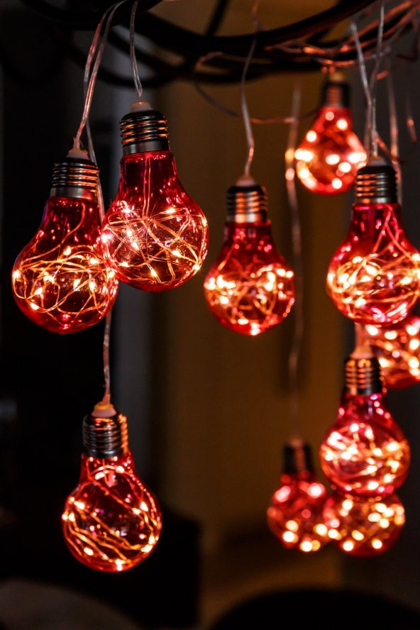 10 Kırmızı Ampüllü Led Aydınlatma 360cm - 2