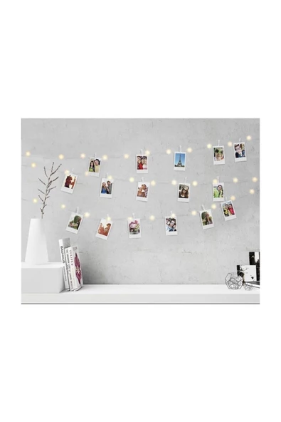 Pazariz 2 Metre 20 Mandallı Peri Led Dekoratif Işık, Fotoğraf Askısı - Resim 3