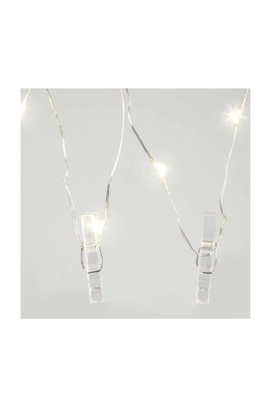 Pazariz 2 Metre 20 Mandallı Peri Led Dekoratif Işık, Fotoğraf Askısı - Resim 2