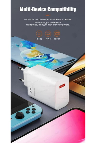 Pazariz 120W QC 3.0 hızlı Charging Xiaomi/tüm Modellerle Uyumlu Type C Turbo Hızlı Şarj Aleti - Resim 3