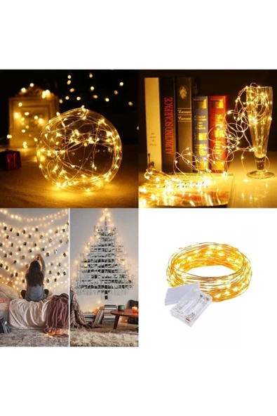 Pazariz 10 Metre Led Aydınlatma Telli Rustik Dekor Pilli Peri Led Işık - Resim 3
