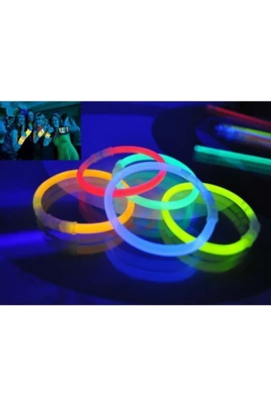 Pazariz 10 Adet Glow Stick Bracelet Fosforlu Kırılan Çubuk Bileklik - 2