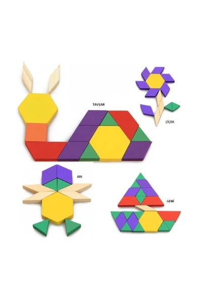 Pazariz Tangram Eğitim Seti 125 Parça Puzzle