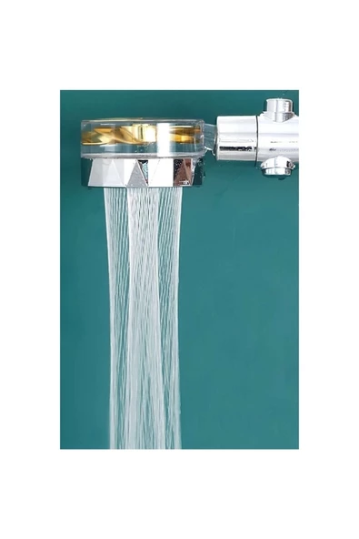 Pazariz Turbo Duş Başlığı Su Tasarruflu 360 Hareketli Pervaneli Tazyikli Tuşlu Duş Başlığı ürün görseli 1