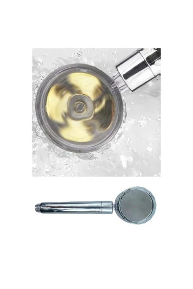 Pazariz Turbo Duş Başlığı Su Tasarruflu 360 Hareketli Pervaneli Tazyikli Tuşlu Duş Başlığı - Resim 2