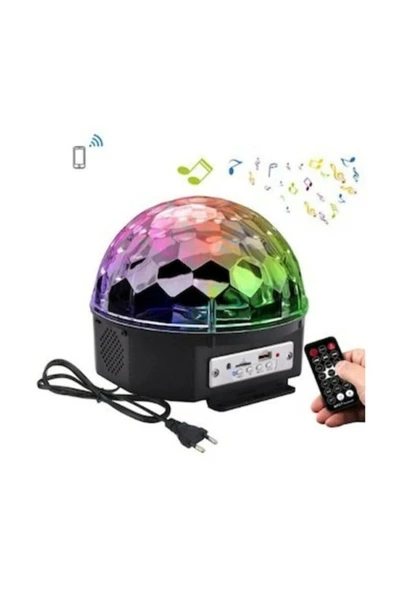 Pazariz Parti Malzemesi Sese Duyarlı Bluetoothlu Led Küre Disko Topu Renkli Işıklı Lazer